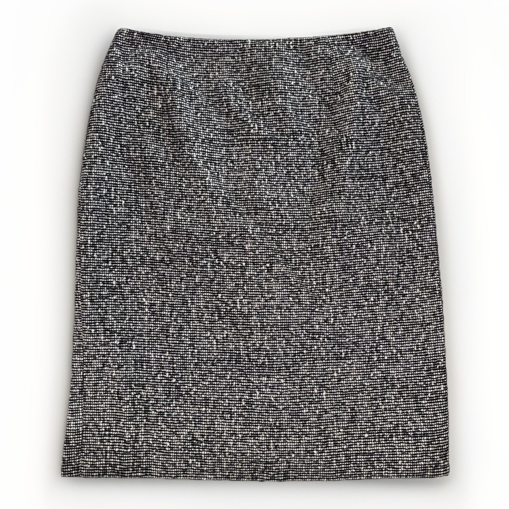 Louis Feraud Pencil Skirt Women 10 Black White Textured Tweed Wool Blend‎ Career